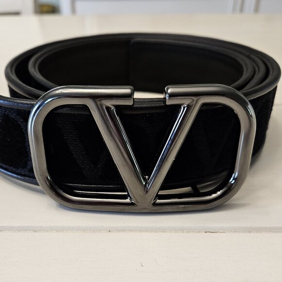 Valentino Garavani Reversible Nero (Black) Toile Iconography Belt 95cm/Size 36 - Picture 1 of 11